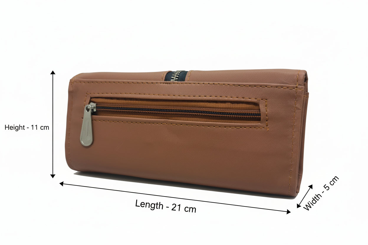Elegant Women’s Multi-Compartment Long Wallet with Zipper Pocket & Magnetic Closure