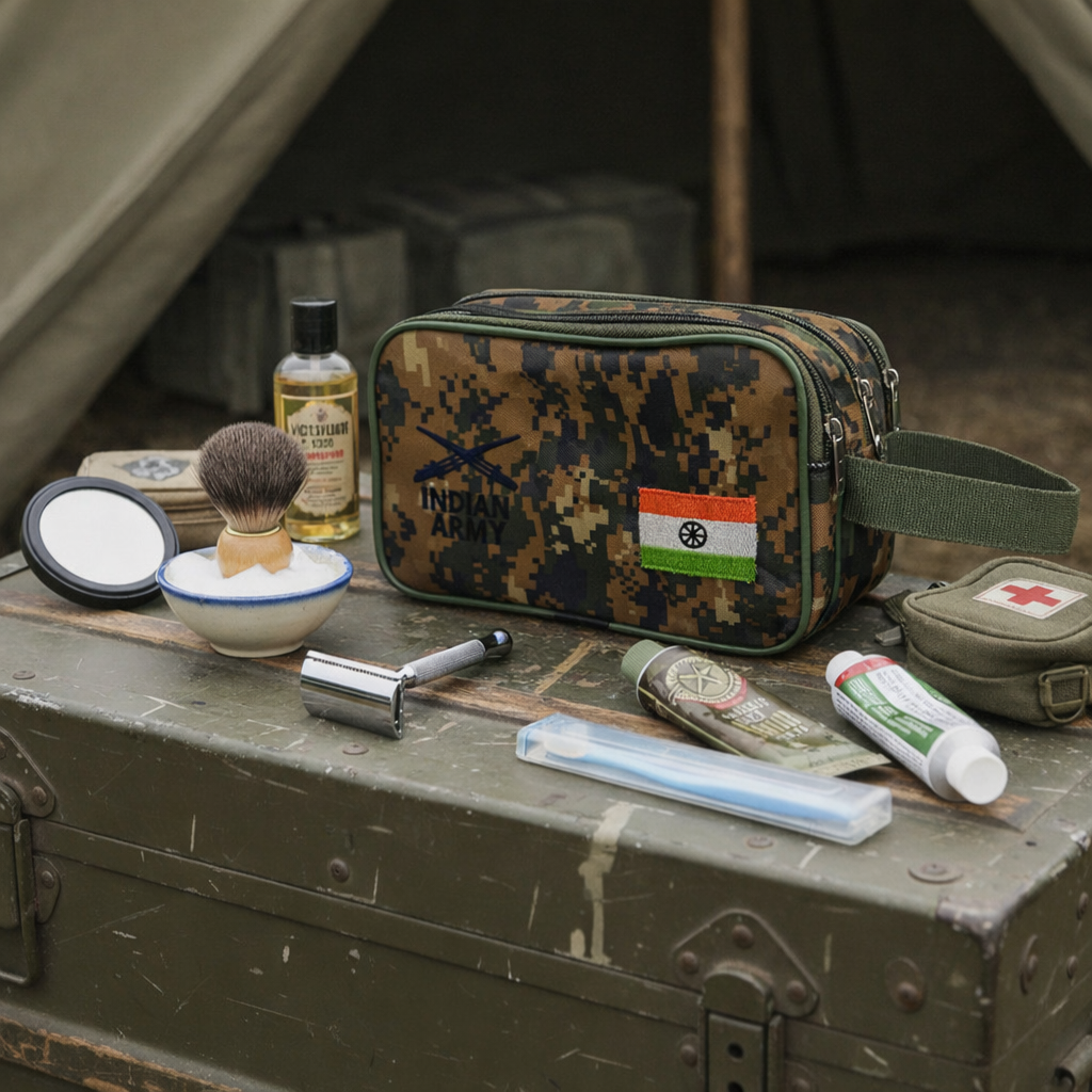 BATUTA HUB Army Design Shaving Kit Bag for Men | Waterproof Travel Toiletry Organizer