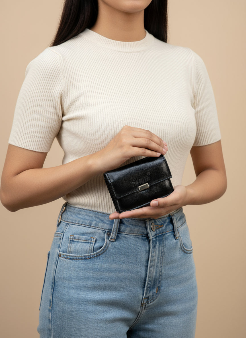 BATUTA HUB Women Casual, Travel Brown Artificial Leather Money Clip - Mini (3 Card Slots, Pack of 2)