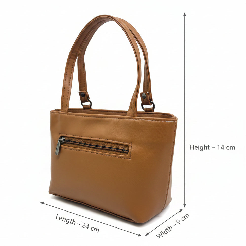 Women Stylish PU Leather Handbag | Small Tote Bag for Daily Use | Zipper Closure Hand Purse for Girls & Women
