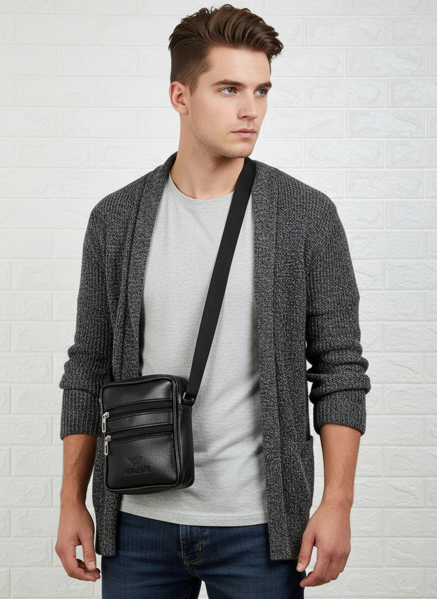 Men's and Women's Sling Bag | Crossbody Shoulder Bag for Travel & Office | Vegan Leather Bag with Adjustable Strap
