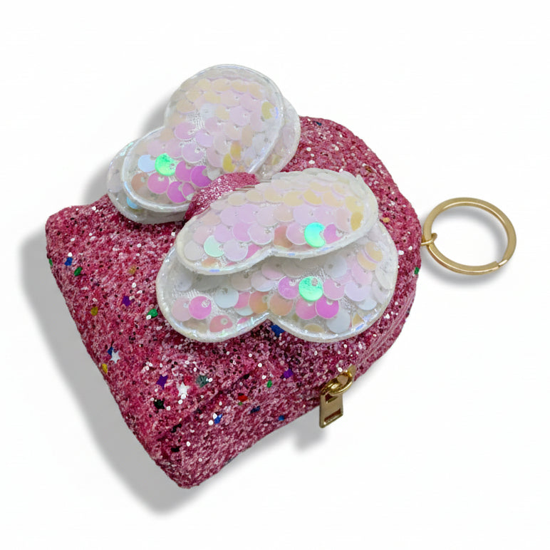 BATUTA - Girls Embroidery Zipper Mini Reversible Sequin Purse Keychain Pouch Bag (Multicolour, 10 x 7 x 5cm)