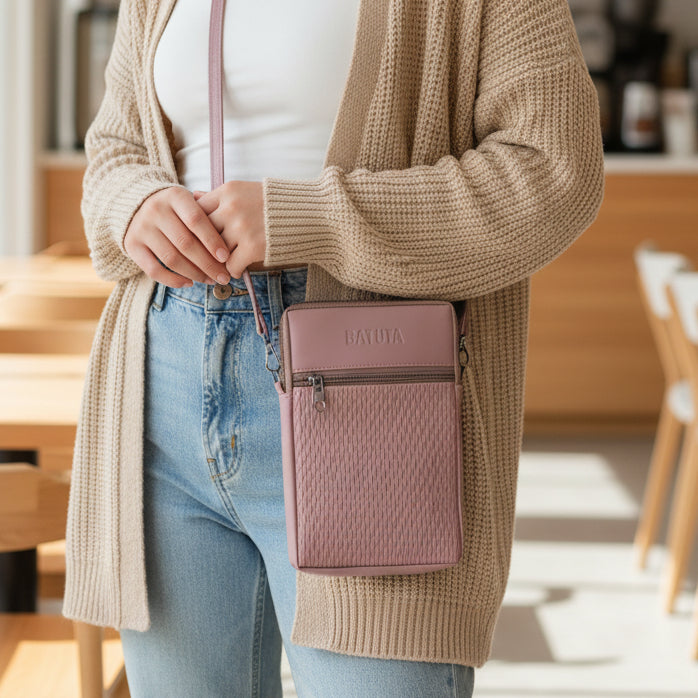 BATUTA HUB Women Crossbody Sling Bag | Premium PU Leather Small Size Bag for Girls & Ladies | Adjustable Strap | Multiple Zipper Pockets | Lightweight Daily Use Purse