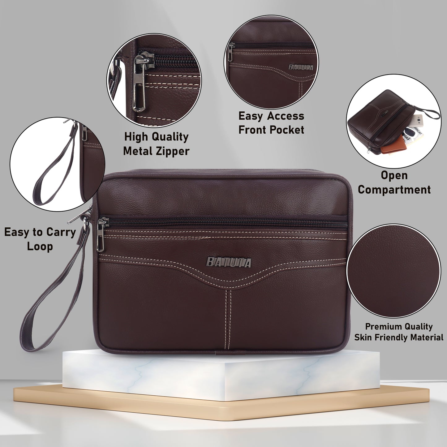 BATUTA HUB Travel Makeup Medicine Organizer Bag Case Storage Handbag Travel Toiletry Kit  (Brown)