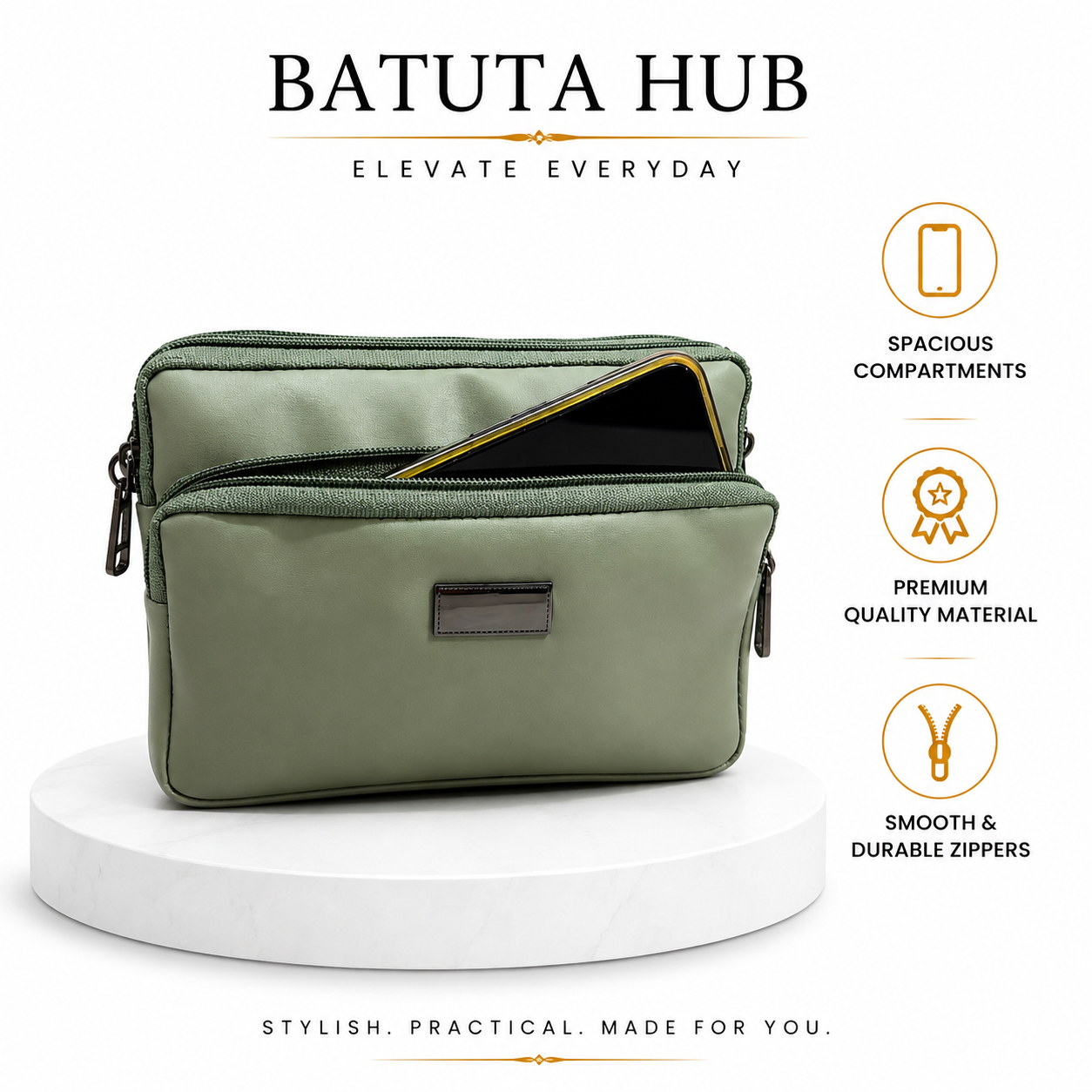Women's Premium Crossbody Sling Bag | Triple Zip | Spacious Everyday Shoulder Bag
