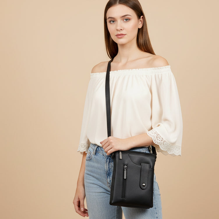 BATUTA HUB Women Crossbody Sling Bag | Premium PU Leather Small Side Bag for Girls & Ladies | Adjustable Strap | Multiple Zipper Pockets | Lightweight Daily Use Purse