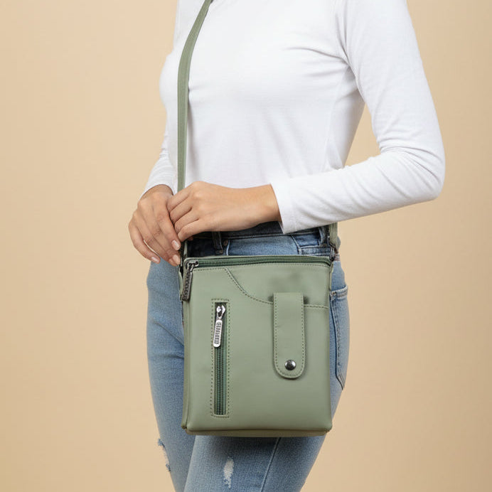 BATUTA HUB Women Crossbody Sling Bag | Premium PU Leather Small Side Bag for Girls & Ladies | Adjustable Strap | Multiple Zipper Pockets | Lightweight Daily Use Purse