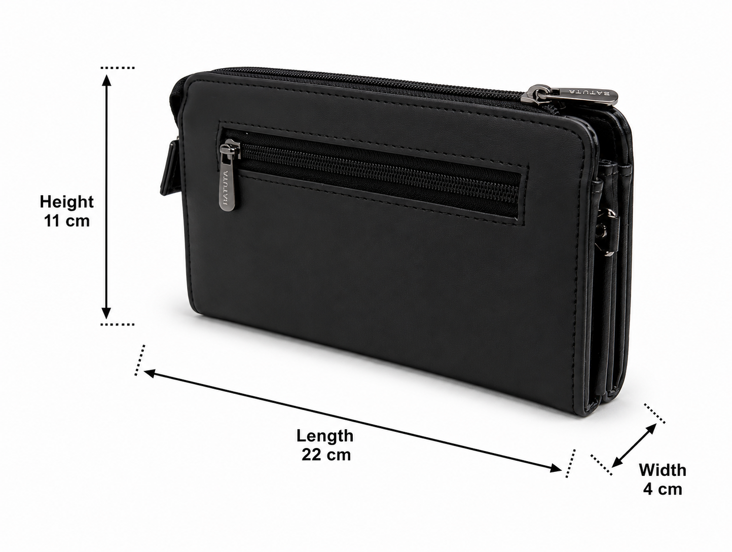 BATUTA Women’s Zip Around Clutch Wallet | PU Leather Ladies Wallet | Multi Compartment Purse with Card Slots, Cash Sections, Coin Pocket & Wrist Strap