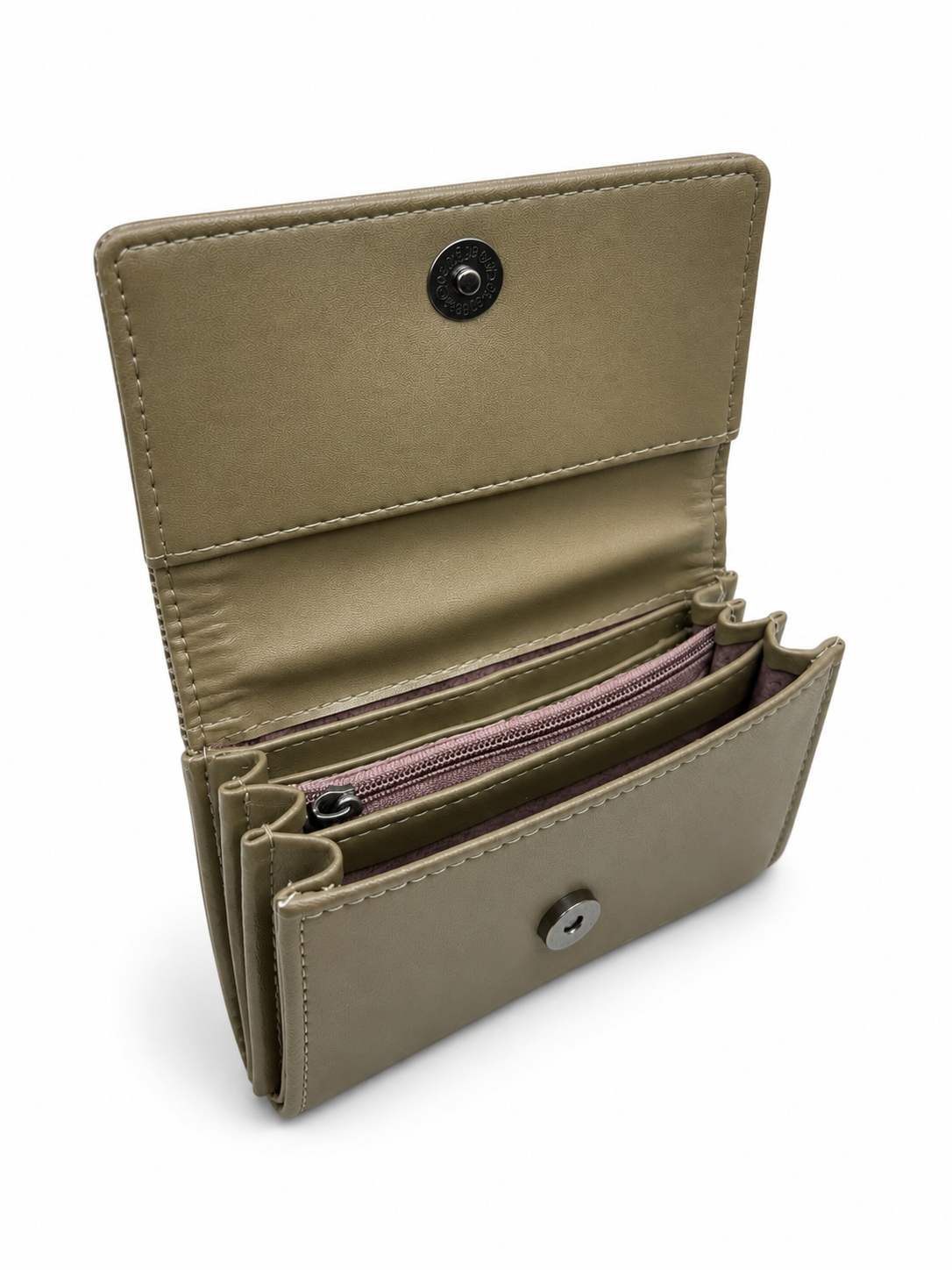 BATUTA Women Bi-Fold PU Leather Wallet | Card Holder | Coin Pocket | Compact Ladies Wallet | Olive Grey