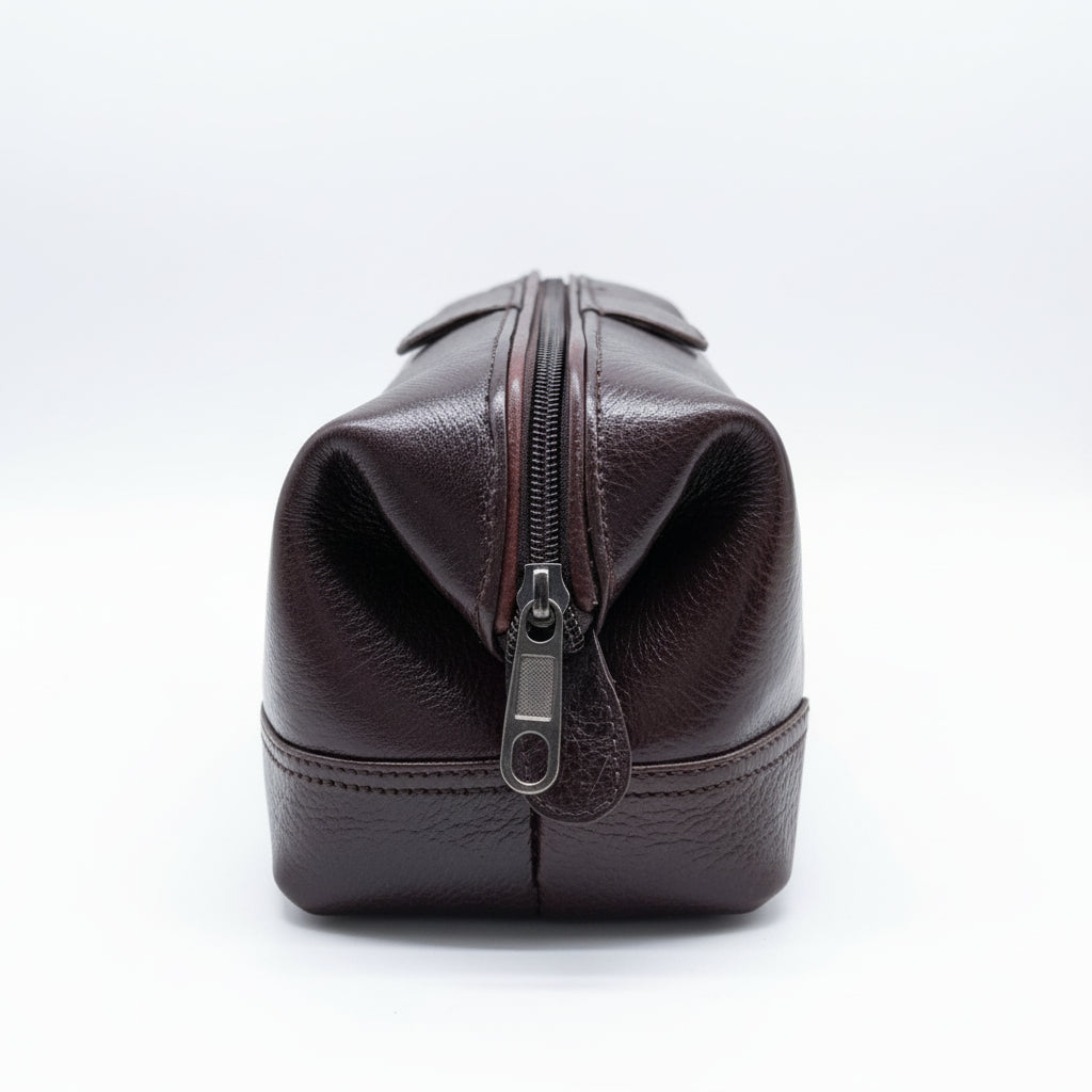 BATUTA Genuine Leather Toiletry Bag for Men & Women | Travel Shaving Kit Pouch | Single Section Variants | Vintage Brown & Black | Unisex  Kit Organizer