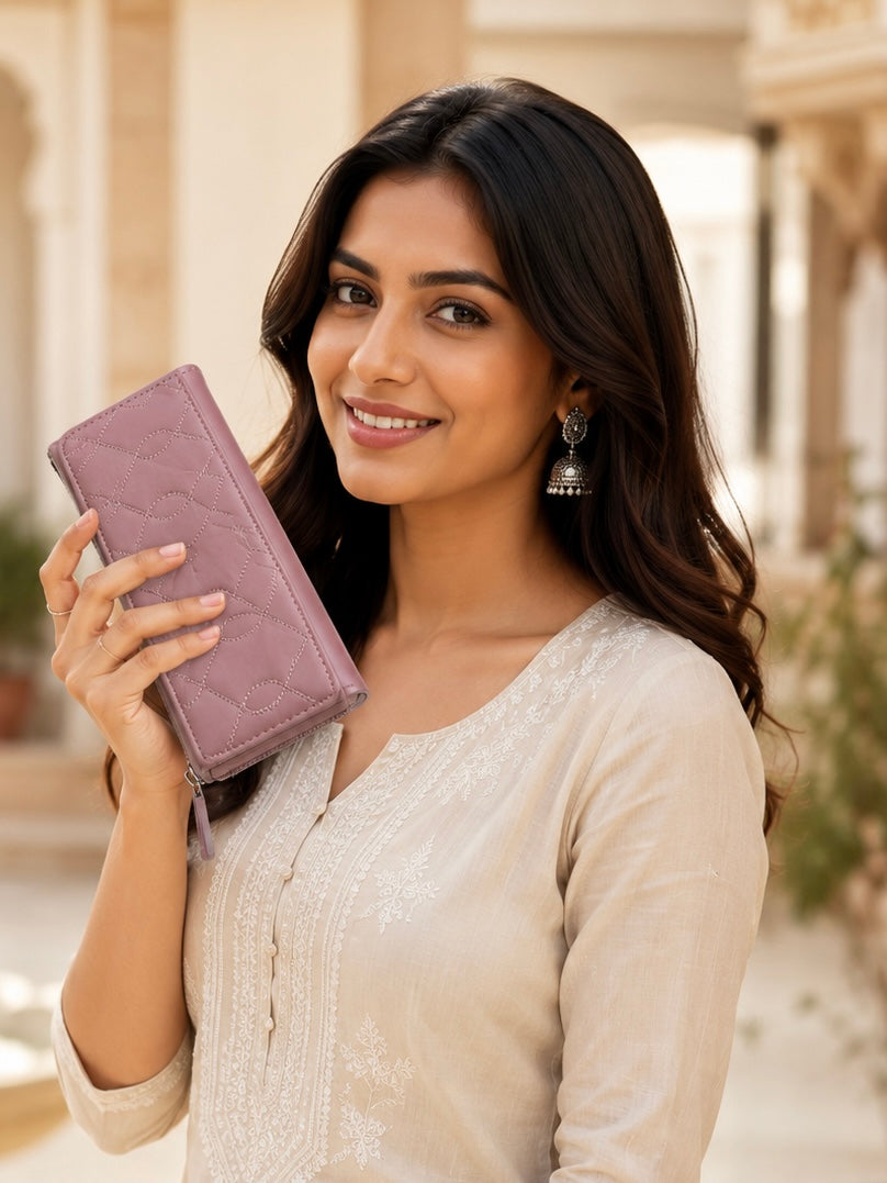 BATUTA Women’s Long Wallet | PU Leather Clutch Wallet for Women | 2 Zip | Multiple Card Slots | Cash & Mobile Holder