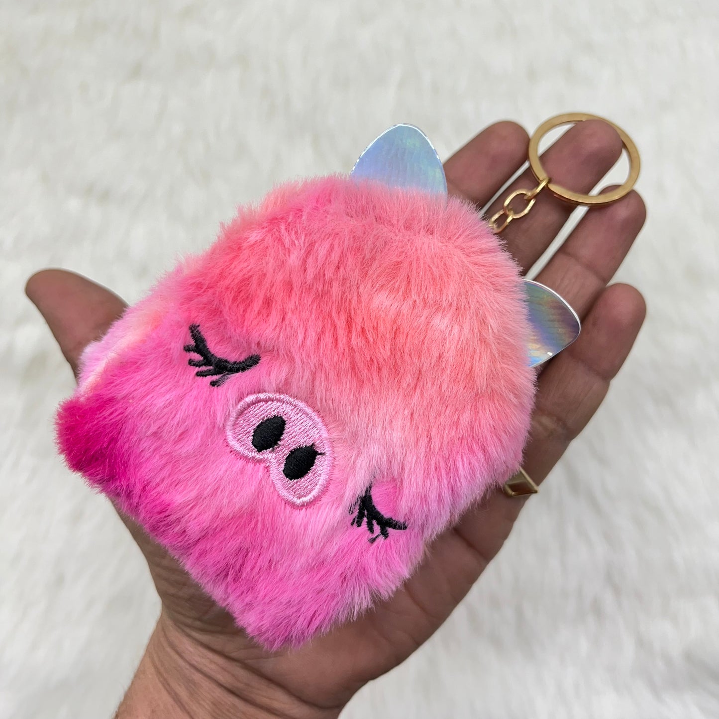 BATUTA - Zipper Mini Reversible teddy bear Purse Keychain Pouch Bag (Multicolour, 10 x 7 x 5cm)