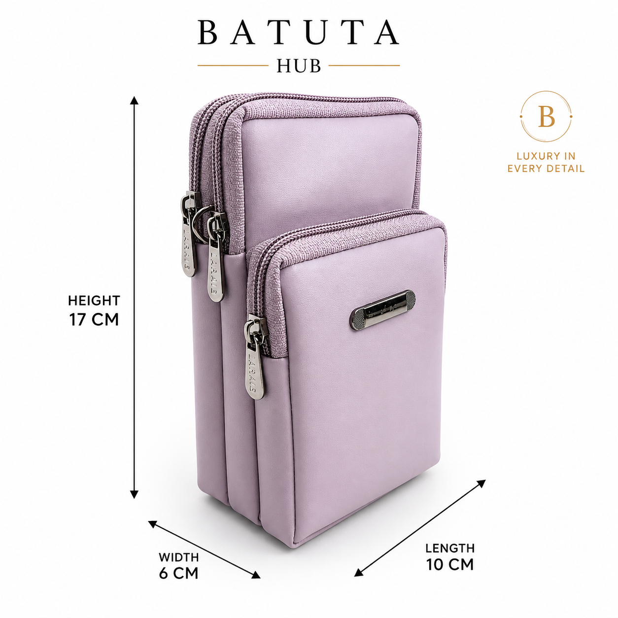 BATUTA HUB Women’s Mobile Sling Bag | Multi Pocket Crossbody Bag | 3 Zip Compartments | Adjustable Shoulder Strap Compact Travel Organizer Purse for Daily Use