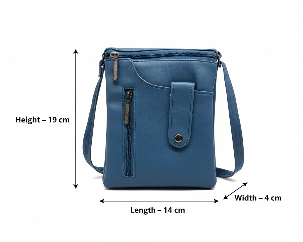 BATUTA HUB Women Crossbody Sling Bag | Premium PU Leather Small Side Bag for Girls & Ladies | Adjustable Strap | Multiple Zipper Pockets | Lightweight Daily Use Purse