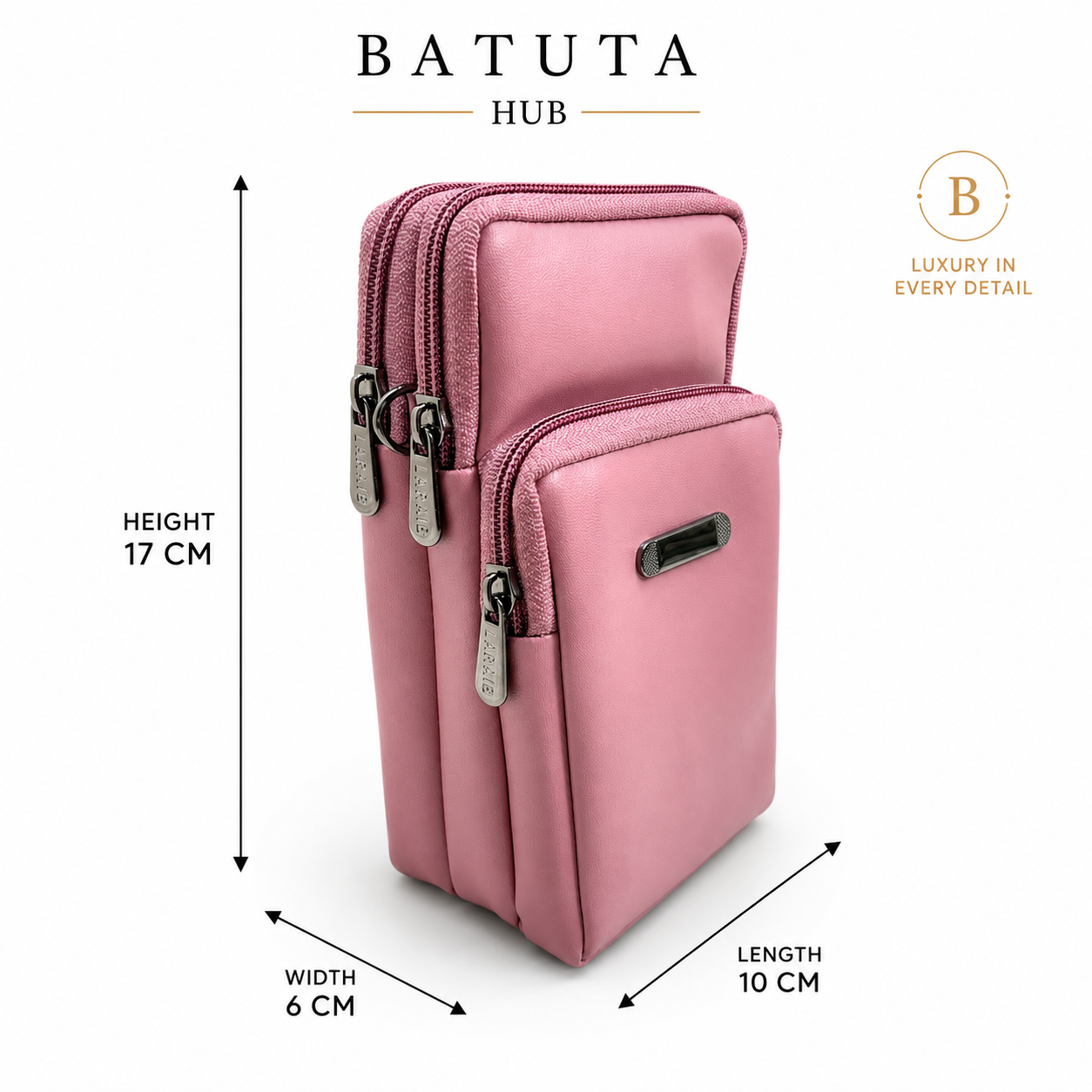 BATUTA HUB Women’s Mobile Sling Bag | Multi Pocket Crossbody Bag | 3 Zip Compartments | Adjustable Shoulder Strap Compact Travel Organizer Purse for Daily Use