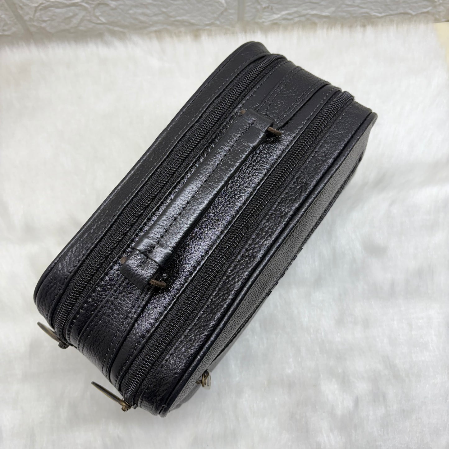 BATUTA Genuine Leather Toiletry Bag for Men & Women | Travel Shaving Kit Pouch | Two Section Variants | Vintage Brown & Black | Unisex Kit Organizer