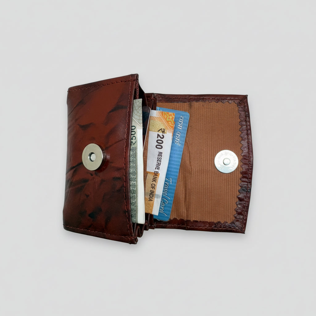 BATUTA HUB Premium Genuine Leather Coin Purse, Brown Compact Card Holder Wallet  Small Handcrafted Money Pouch for Women (Tan)