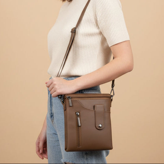 BATUTA HUB Women Crossbody Sling Bag | Premium PU Leather Small Side Bag for Girls & Ladies | Adjustable Strap | Multiple Zipper Pockets | Lightweight Daily Use Purse