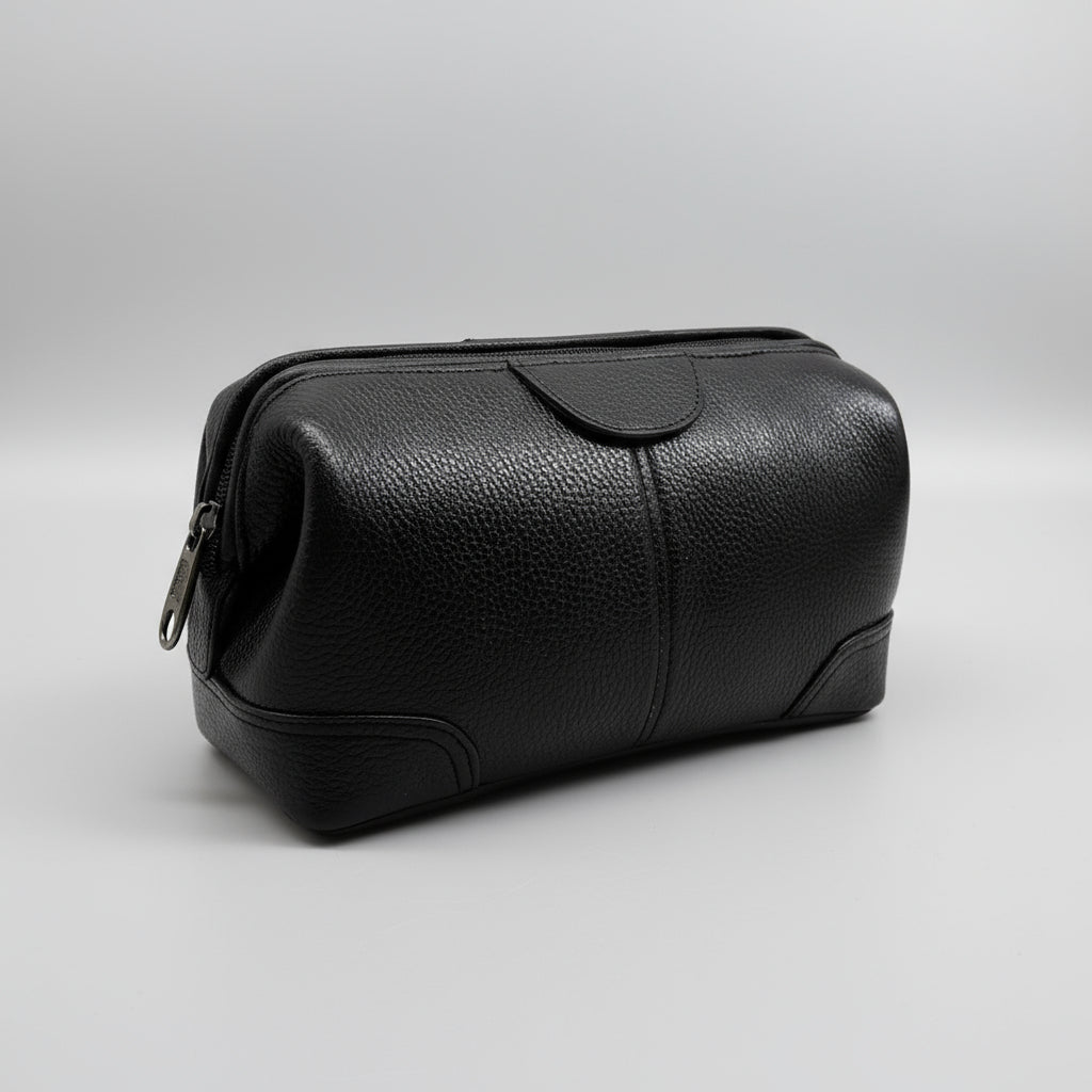 BATUTA Genuine Leather Toiletry Bag for Men & Women | Travel Shaving Kit Pouch | Single Section Variants | Vintage Brown & Black | Unisex  Kit Organizer