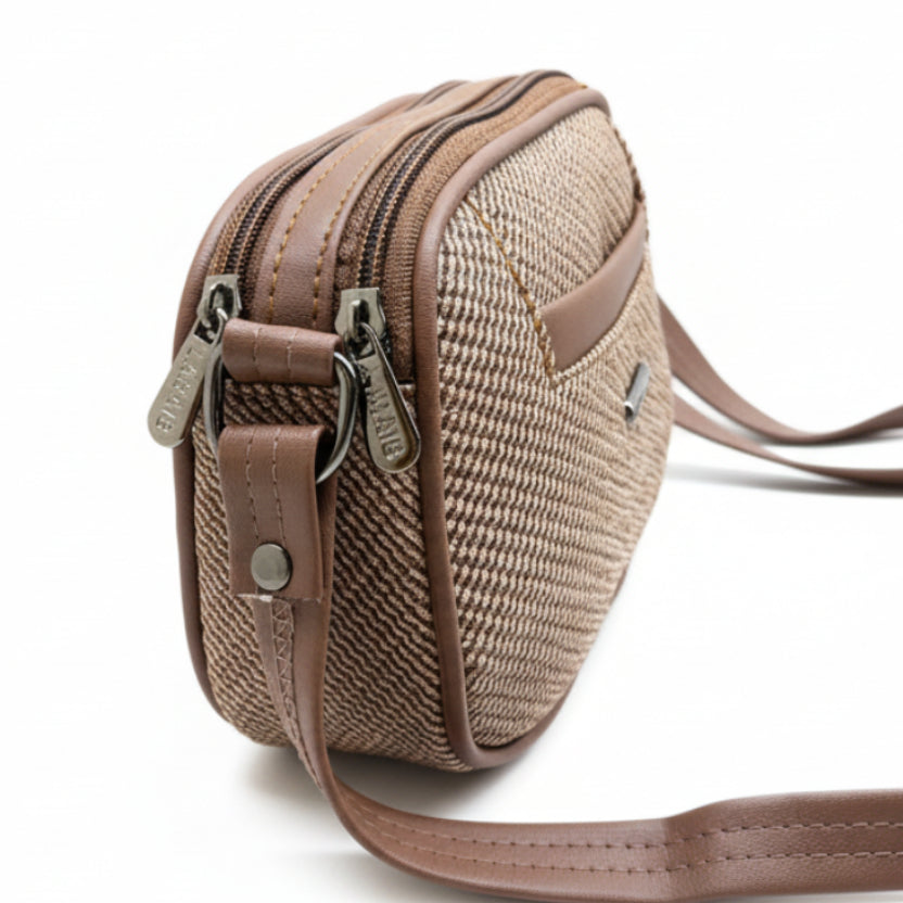 Women Compact Sling Bag | Small Crossbody Shoulder Bag | Multi Pocket | 2 Compartments | Adjustable Strap