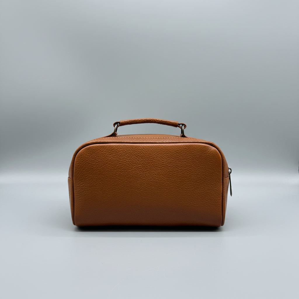 BATUTA Genuine Leather Toiletry Bag for Men & Women | Travel Shaving Kit Pouch | Two Section Variants | Vintage Brown & Black | Unisex Kit Organizer