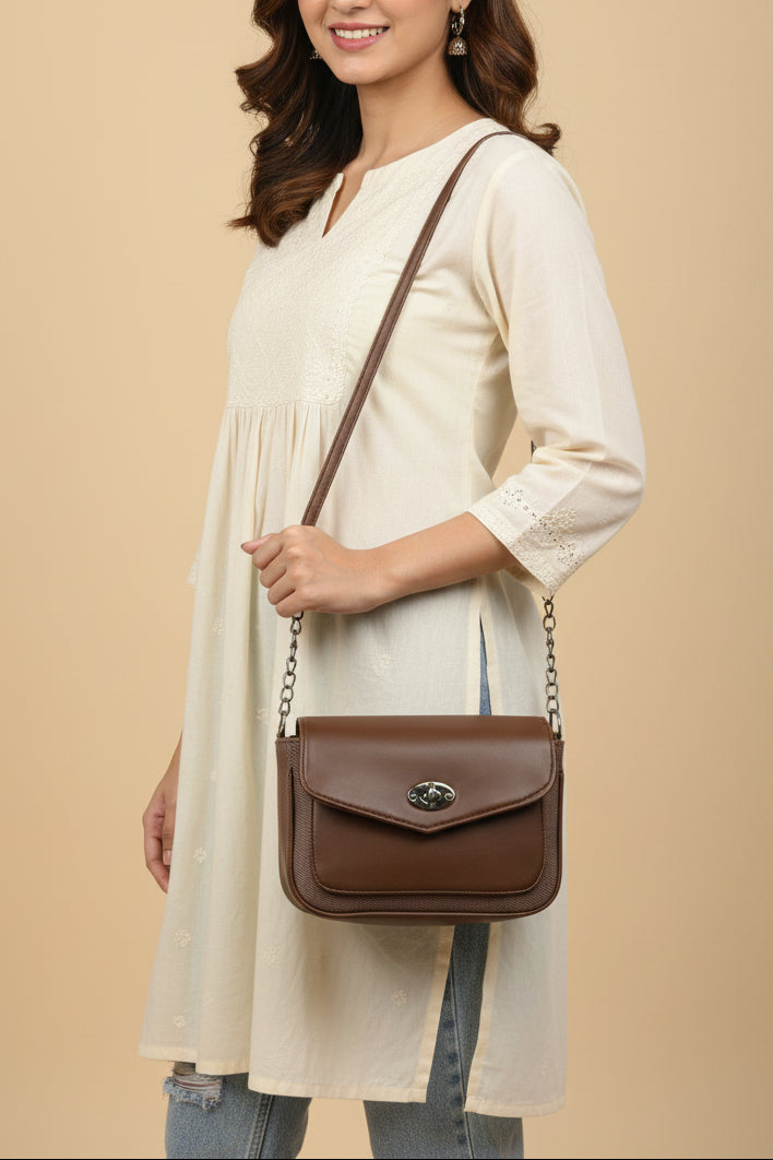 BATUTA HUB Women Crossbody Sling Bag | Premium PU Leather Side Bag for Girls & Ladies | Adjustable Strap | Multiple Zipper Pockets | Lightweight Daily Use Purse