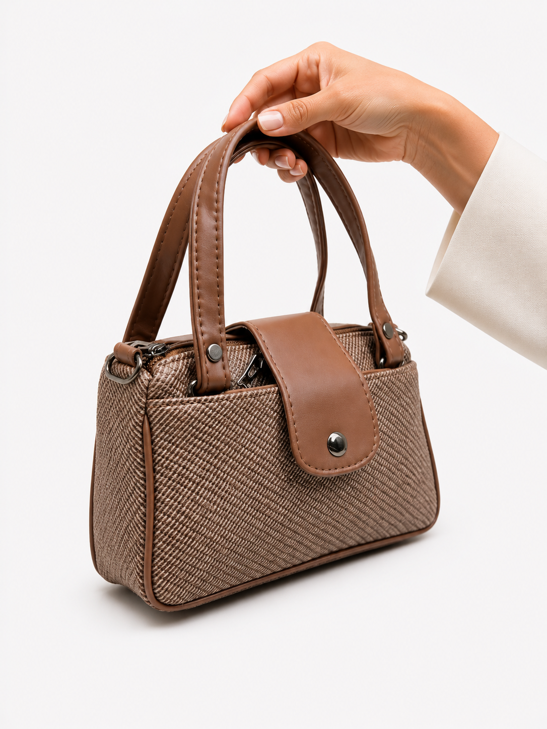 Women’s Stylish Handbag with Detachable Sling Strap | Multi-Pocket Casual Tote Bag for Daily Use