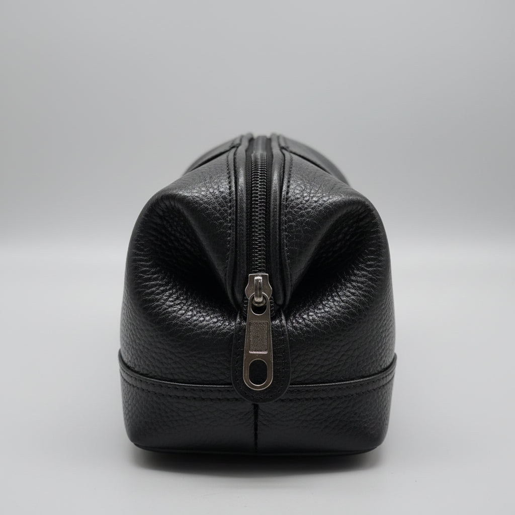 BATUTA Genuine Leather Toiletry Bag for Men & Women | Travel Shaving Kit Pouch | Single Section Variants | Vintage Brown & Black | Unisex  Kit Organizer