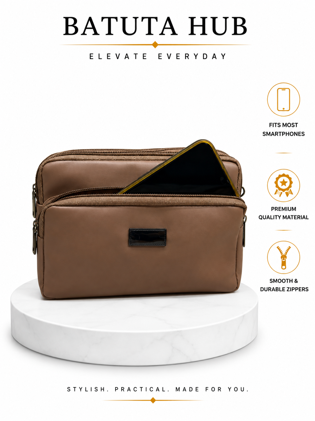 Women's Premium Crossbody Sling Bag | Triple Zip | Spacious Everyday Shoulder Bag