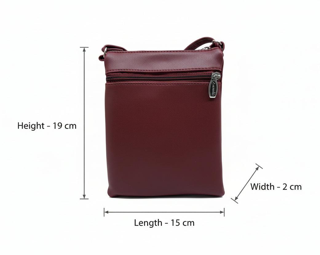 Women Crossbody Sling Bag | Premium PU Leather Small Side Bag for Girls & Ladies | Adjustable Strap | Multiple Zipper Pockets | Lightweight Daily Use Purse