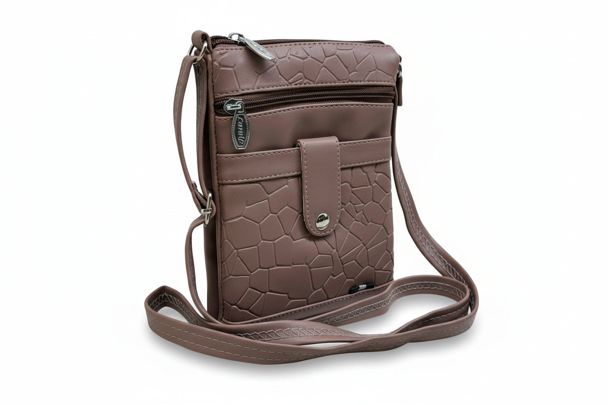 Women Crossbody Sling Bag | Premium PU Leather Small Side Bag for Girls & Ladies | Adjustable Strap | Multiple Zipper Pockets | Lightweight Daily Use Purse