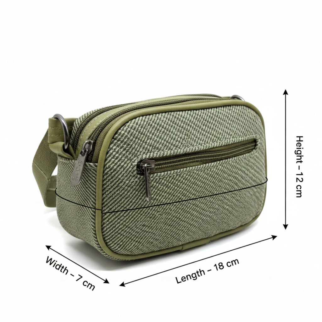 Women Compact Sling Bag | Small Crossbody Shoulder Bag | Multi Pocket | 2 Compartments | Adjustable Strap