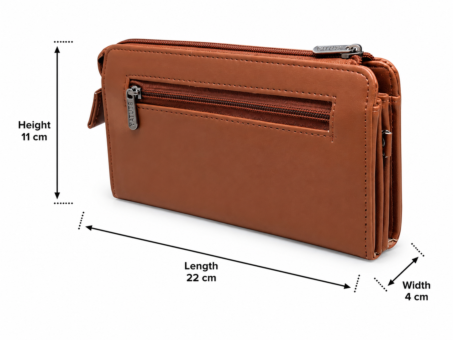 BATUTA Women’s Zip Around Clutch Wallet | PU Leather Ladies Wallet | Multi Compartment Purse with Card Slots, Cash Sections, Coin Pocket & Wrist Strap