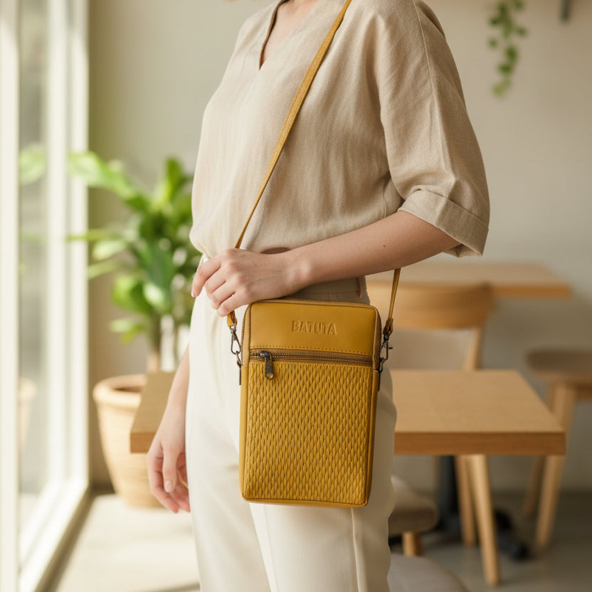 BATUTA HUB Women Crossbody Sling Bag | Premium PU Leather Small Size Bag for Girls & Ladies | Adjustable Strap | Multiple Zipper Pockets | Lightweight Daily Use Purse