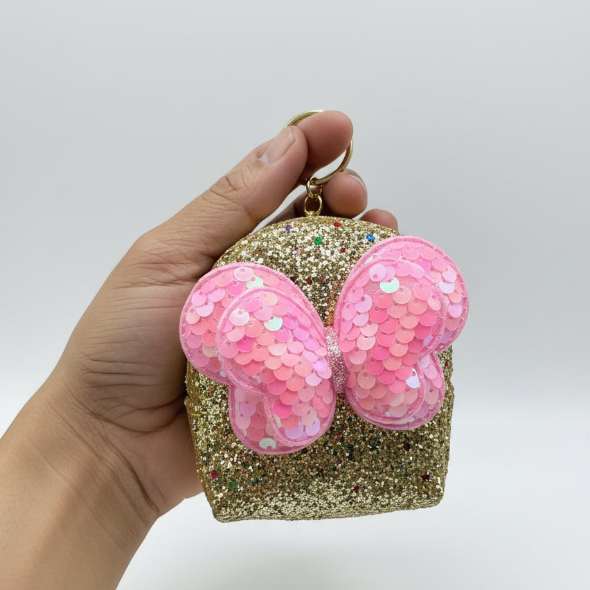 BATUTA - Girls Embroidery Zipper Mini Reversible Sequin Purse Keychain Pouch Bag (Multicolour, 10 x 7 x 5cm)
