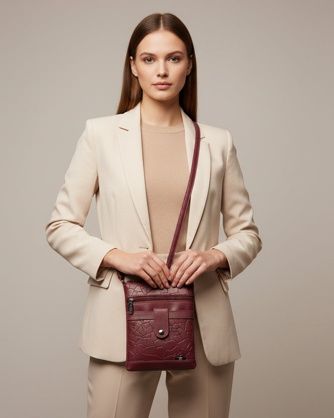 Women Crossbody Sling Bag | Premium PU Leather Small Side Bag for Girls & Ladies | Adjustable Strap | Multiple Zipper Pockets | Lightweight Daily Use Purse