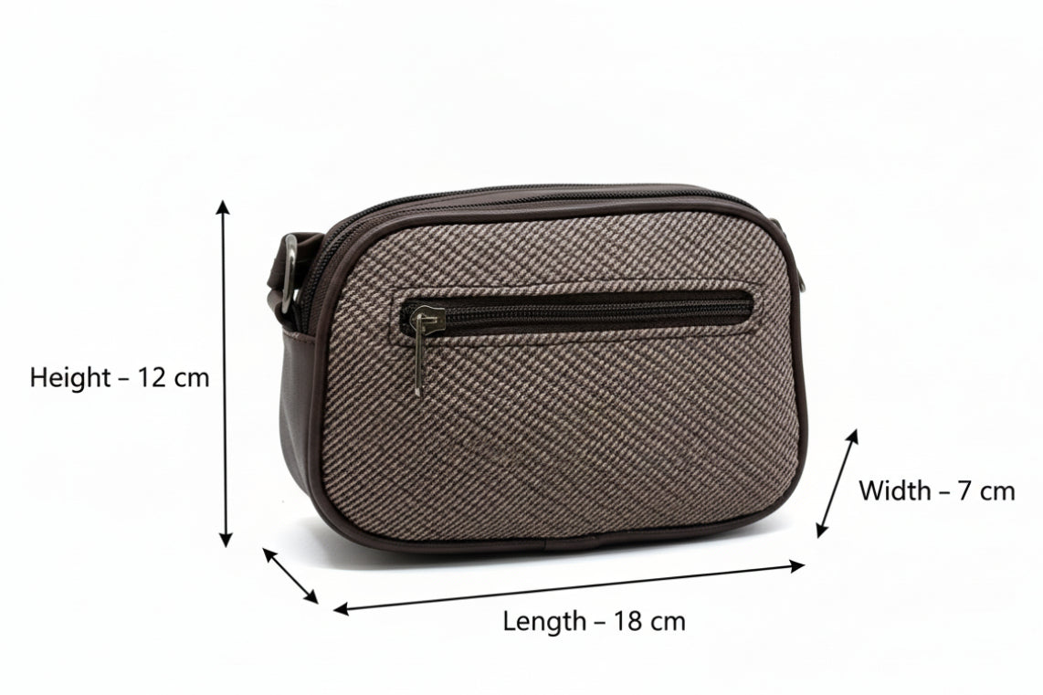 Women Compact Sling Bag | Small Crossbody Shoulder Bag | Multi Pocket | 2 Compartments | Adjustable Strap