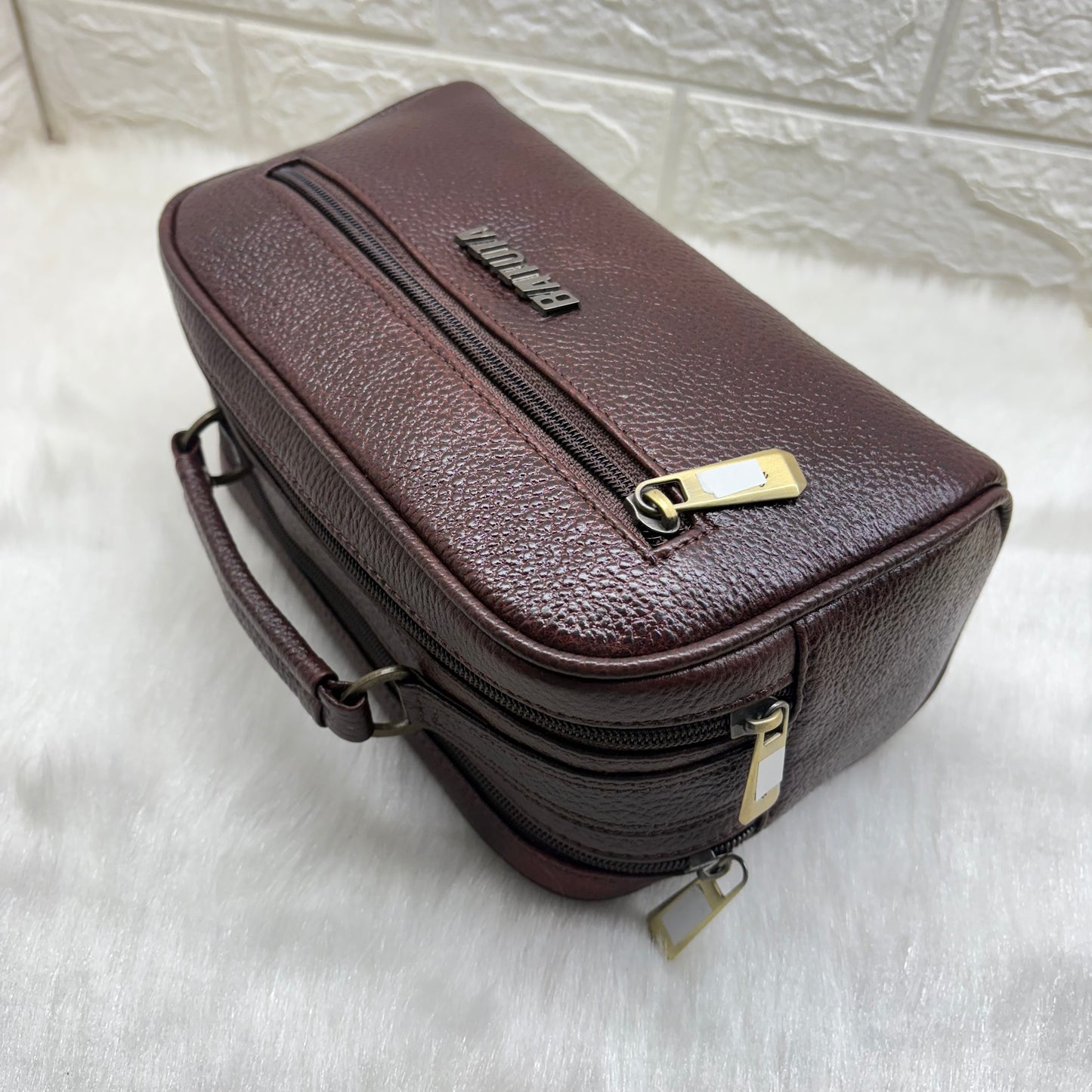 BATUTA Genuine Leather Toiletry Bag for Men & Women | Travel Shaving Kit Pouch | Two Section Variants | Vintage Brown & Black | Unisex Kit Organizer