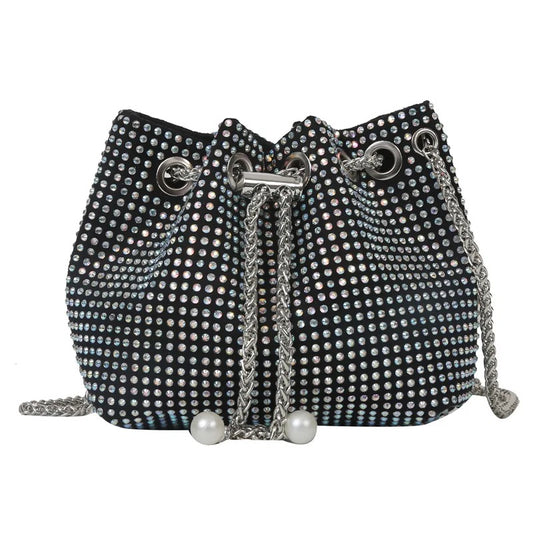 Women's Bucket Chain Bags with Rivets Girls Fashion
Crossbody Bag Bright Diamond Evening Clutch Handbag
