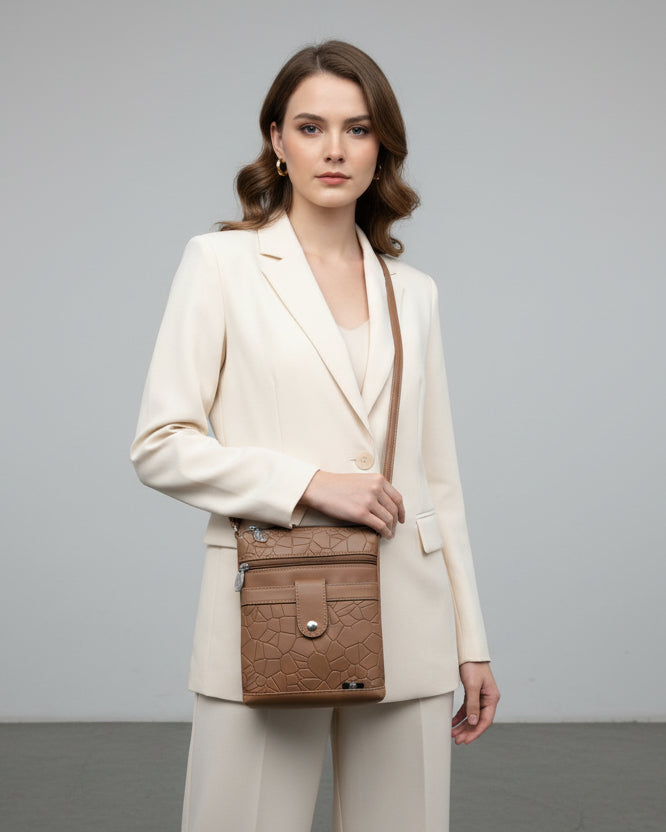 Women Crossbody Sling Bag | Premium PU Leather Small Side Bag for Girls & Ladies | Adjustable Strap | Multiple Zipper Pockets | Lightweight Daily Use Purse