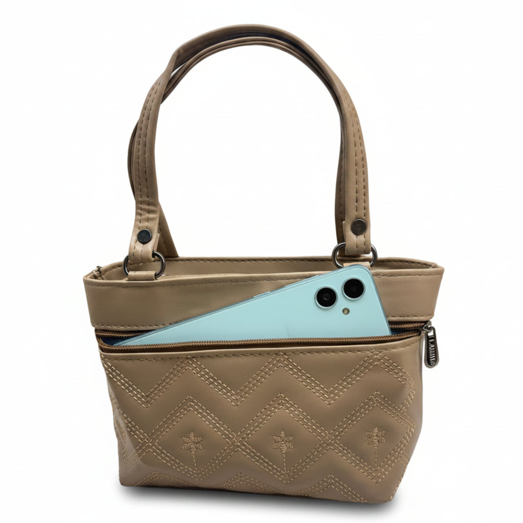 Women Stylish PU Leather Handbag | Small Tote Bag for Daily Use | Zipper Closure Hand Purse for Girls & Women