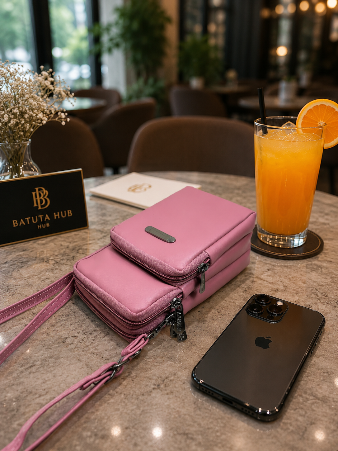 BATUTA HUB Women’s Mobile Sling Bag | Multi Pocket Crossbody Bag | 3 Zip Compartments | Adjustable Shoulder Strap Compact Travel Organizer Purse for Daily Use