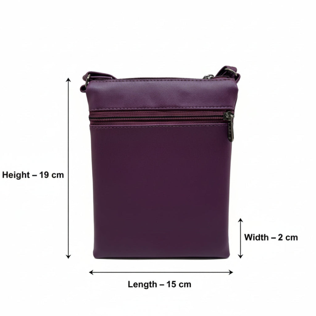 Women Crossbody Sling Bag | Premium PU Leather Small Side Bag for Girls & Ladies | Adjustable Strap | Multiple Zipper Pockets | Lightweight Daily Use Purse