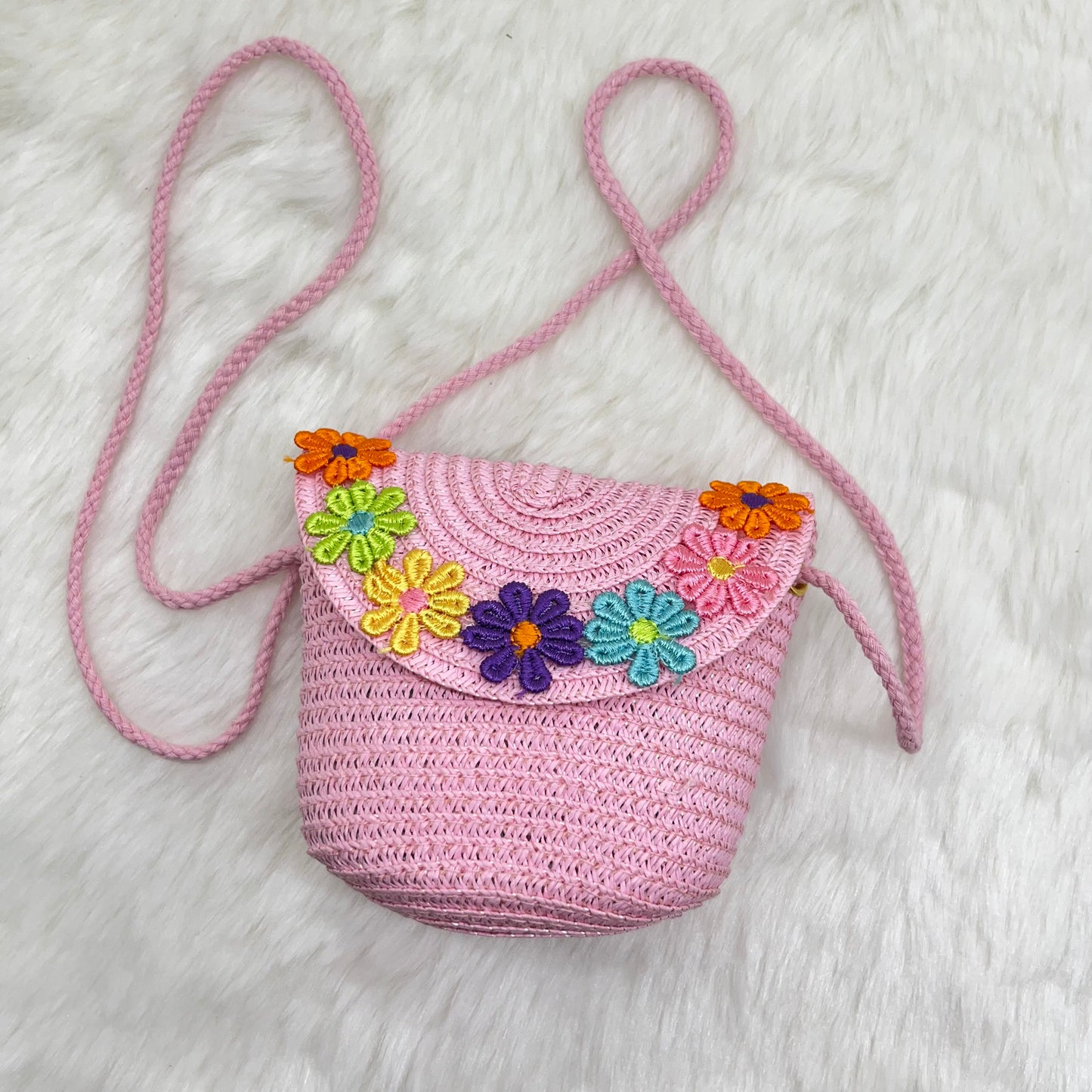 Mini Sling Bag for Baby Girls and Princess Straw Messenger Bag Handmade Shoulder Bag