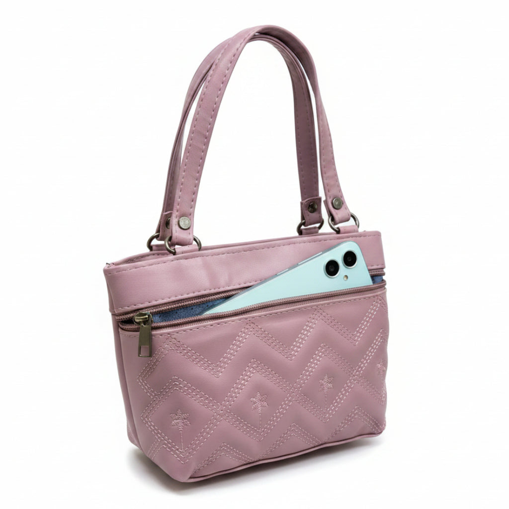 Women Stylish PU Leather Handbag | Small Tote Bag for Daily Use | Zipper Closure Hand Purse for Girls & Women