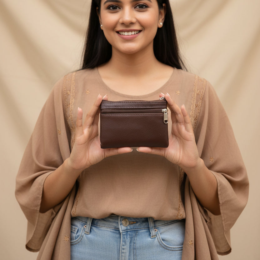 Coin Purse PU Leather Organiser Card Holder Pouch Case Wallets Blouse Purse for Women and Girls Pack of one
