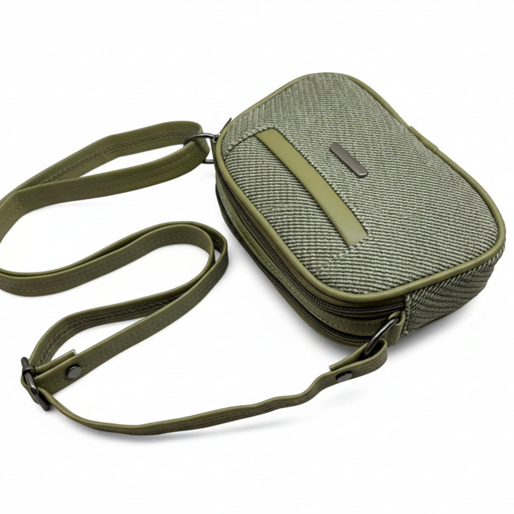 Women Compact Sling Bag | Small Crossbody Shoulder Bag | Multi Pocket | 2 Compartments | Adjustable Strap