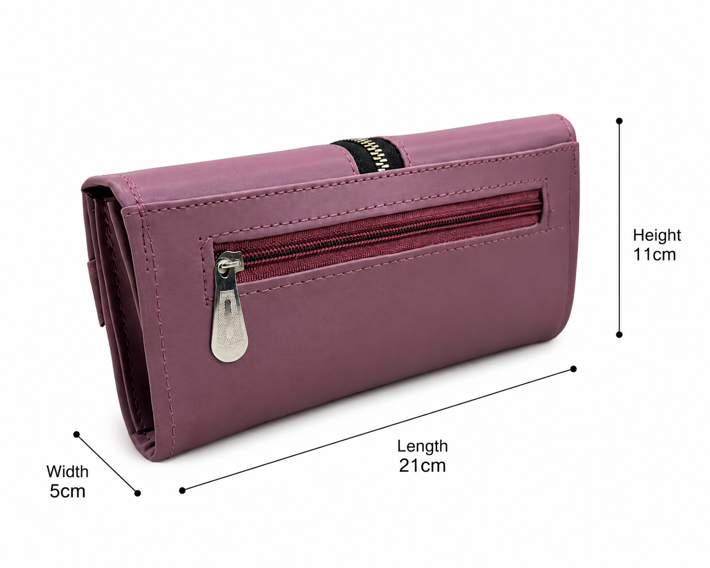 Elegant Women’s Multi-Compartment Long Wallet with Zipper Pocket & Magnetic Closure