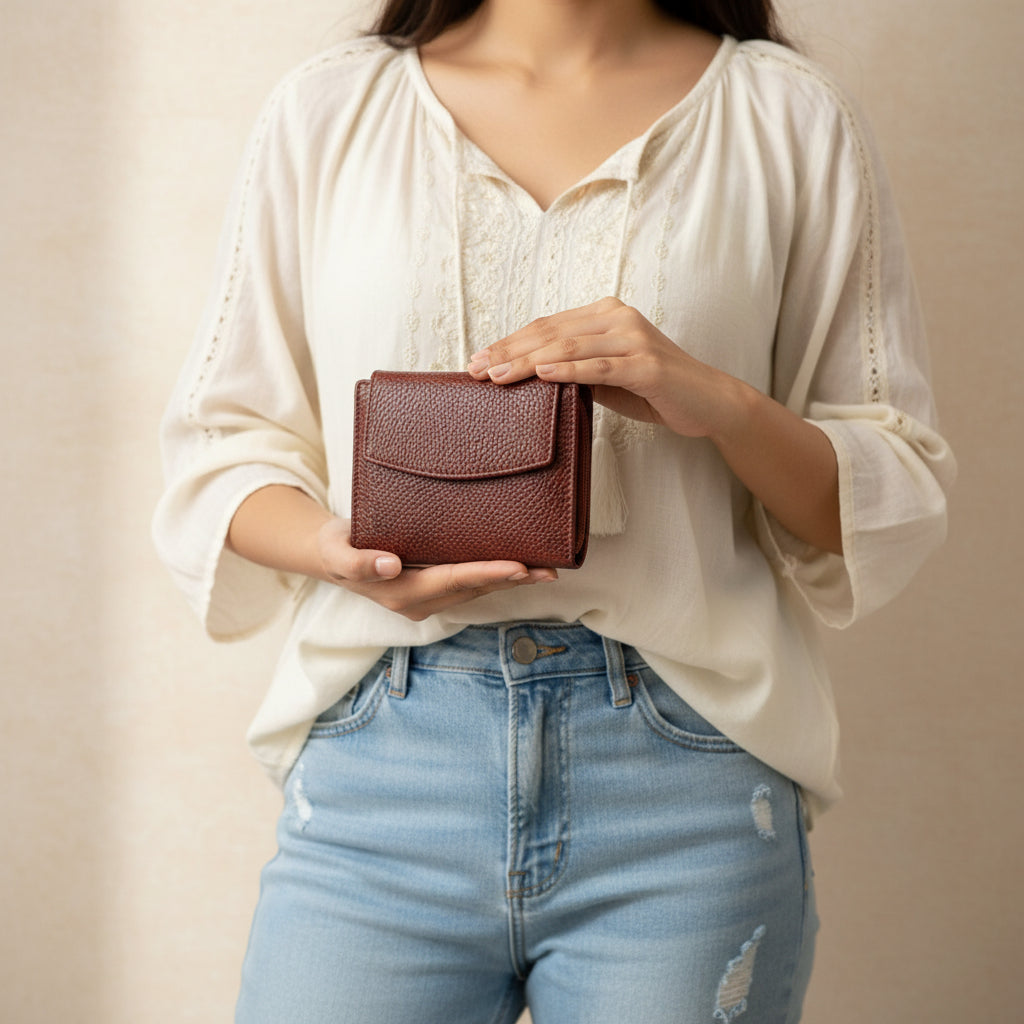 BATUTA Genuine Leather Ladies Wallet for Woman with 8 Card Slots - Clutch Purse for Girl, Wallet for  Ladies Stylish, Ladies Purse for Women Wallet,