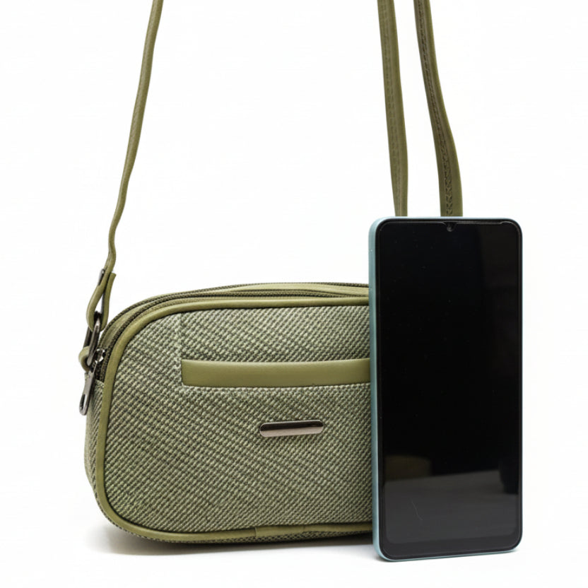 Women Compact Sling Bag | Small Crossbody Shoulder Bag | Multi Pocket | 2 Compartments | Adjustable Strap